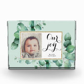 Bloc Photo NOTRE JOIE Script Moderne Eucalyptus Floral Baby (Devant)
