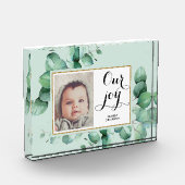 Bloc Photo NOTRE JOIE Script Moderne Eucalyptus Floral Baby (Gauche)