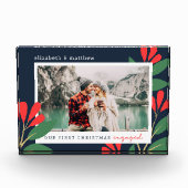 Bloc Photo Notre premier Noël a engagé le feuillage moderne (Devant)