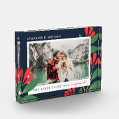 Bloc Photo Notre premier Noël a engagé le feuillage moderne (Gauche)