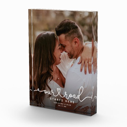 Bloc Photo NOTRE ROUTE COMMENCE ICI Mariage Script moderne (Droite)