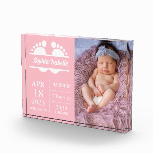 Bloc Photo Nouveau bébé Faire-part fille naissance Stat Bloc  (Droite)