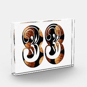 Bloc Photo Numéro 33 du basketball noir orange dimensionnel,