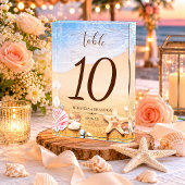 Bloc Photo Numéro de table de mariage moderne plage étoile de