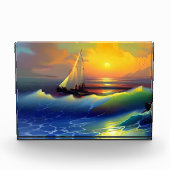 Bloc Photo Ocean Waves, voilier et Sunset Reflet (Devant)