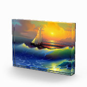Bloc Photo Ocean Waves, voilier et Sunset Reflet (Droite)