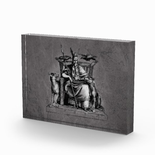 Bloc Photo Odin ravens on his stone throne viking mythology (Droite)