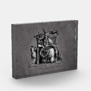 Bloc Photo Odin ravens on his stone throne viking mythology