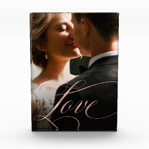 Bloc Photo Ornate Love Calligraphie Fausse Rose Gold