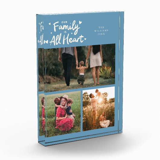 Bloc Photo Our Family Is All Heart Denim Blue (Gauche)