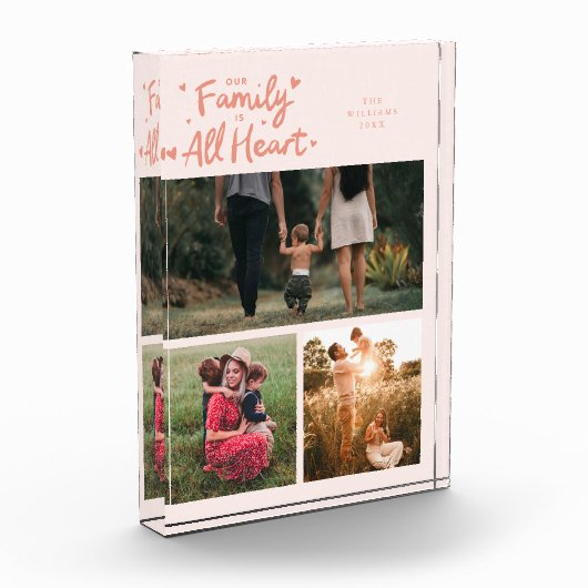 Bloc Photo Our Family Is All Heart Peach (Gauche)