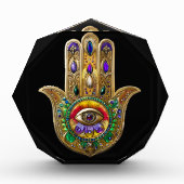 Bloc Photo Painted Gold Hamsa Amethyst Ruby Third Eye (Devant)