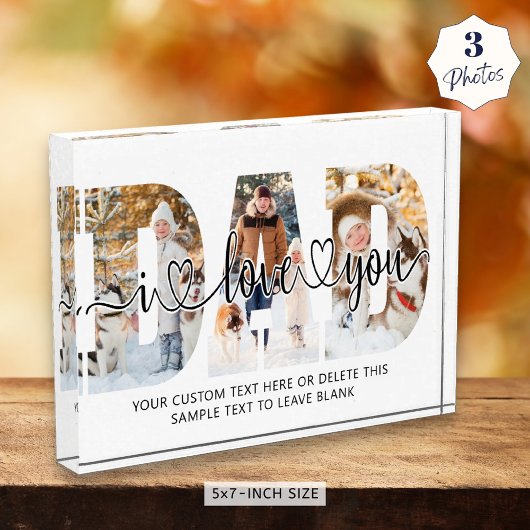 Bloc Photo Papa I Love You 3 Photo Collage Script Coeurs