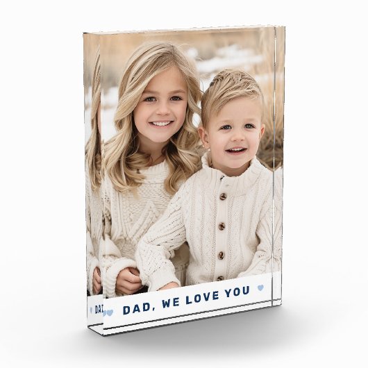 Bloc Photo Papa on t'aime coeur fête des pères bleue (Gauche)