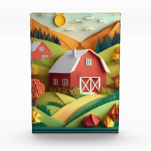Bloc Photo Papier Art Origami Style Paysage Scène