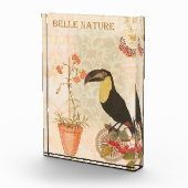 Bloc Photo Papillon de fleurs rose d'oiseaux Vintages (Droite)