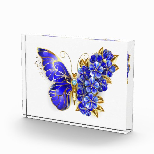 Bloc Photo Papillon saphir à fleurs (Droite)