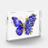 Bloc Photo Papillon saphir à fleurs (Gauche)