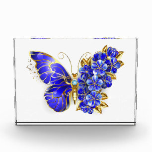 Bloc Photo Papillon Saphir Fleur