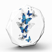 Bloc Photo Papillons volants bleus Morpho (Gauche)