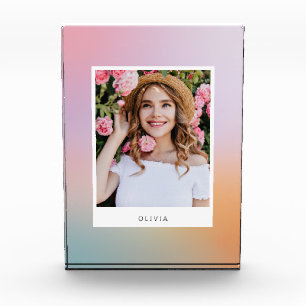 Bloc Photo Pastel moderne arc-en-ciel rose giro photo cadeau 