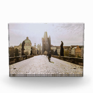 Bloc Photo Peinture du pont Charles à Prague au lever du sole