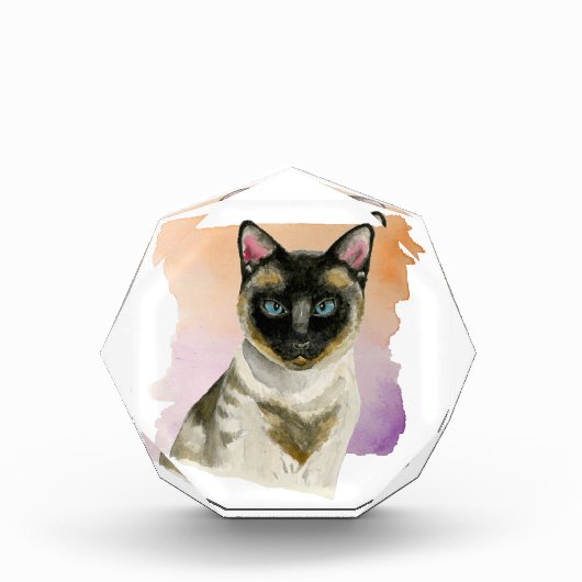 Bloc Photo Peinture élégante d'aquarelle de chat siamois (Devant)