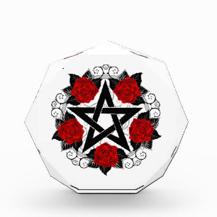 Bloc Photo Pentagramme aux roses rouges