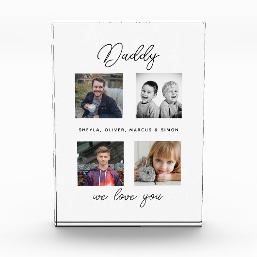 Bloc Photo Père avec enfants Famille Papa 4 Collage (Devant)