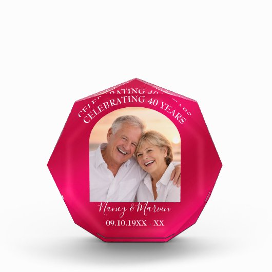 Bloc Photo Personalized Elegant Ruby 40th Anniversary Gift (Devant)