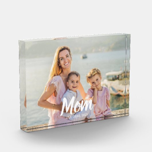 Bloc Photo Personalized Script Mom Established Photo Keepsake (Gauche)
