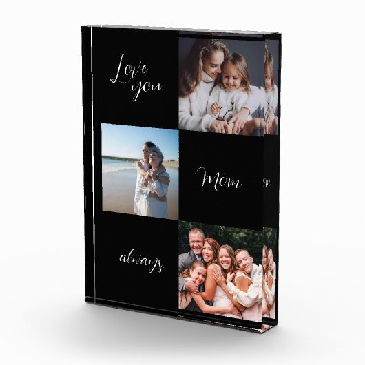 Bloc photo personnalisé, amour maman noir (Droite)