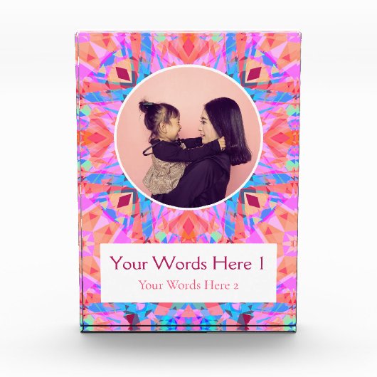 Bloc Photo Personnalisé Rose Peach Star Joyeux cadeau d'anniv (Devant)