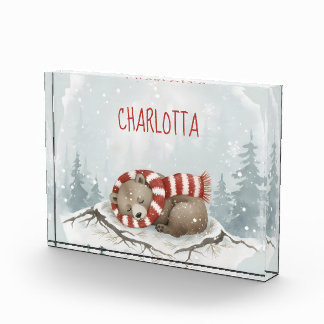 Bloc photo personnalisé Sleeping Bear, nom personn