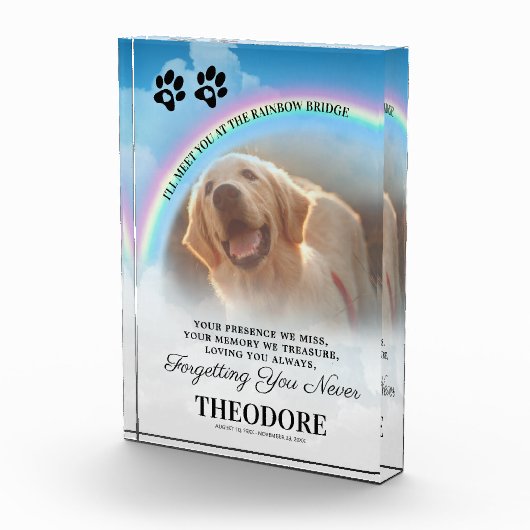 Bloc Photo Pet Memorial Rainbow Bridge (Droite)