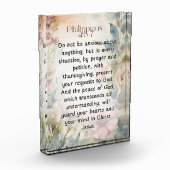 Bloc Photo Philippiens 4:6-7 Bible chrétienne Verse Aquarelle (Gauche)