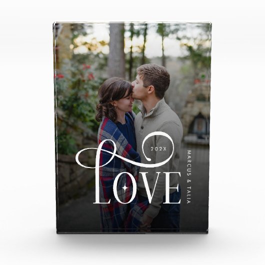 Bloc Photo Photo de couple fiancé personnalisé avec écriture (Devant)