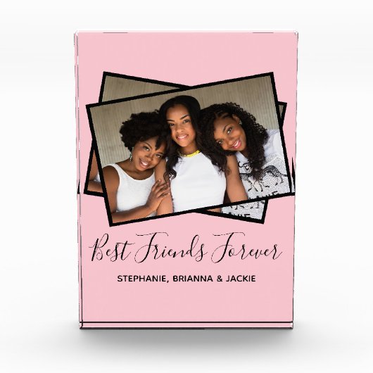 Bloc Photo Photo des meilleurs amis modernes Photo rose perso (Devant)