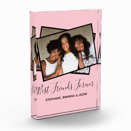 Bloc Photo Photo des meilleurs amis modernes Photo rose perso (Gauche)