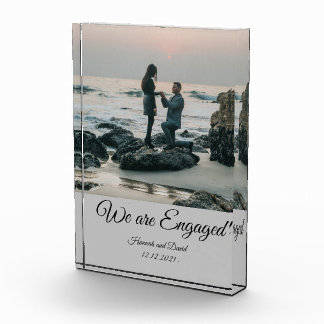 Bloc Photo Photo et nom du fiançailles Couple Grey