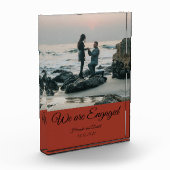 Bloc Photo Photo et nom du fiançailles Couple Rustic Orange (Gauche)