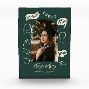 Bloc Photo Photo moderne Doodle Graduation Green Keepsaké