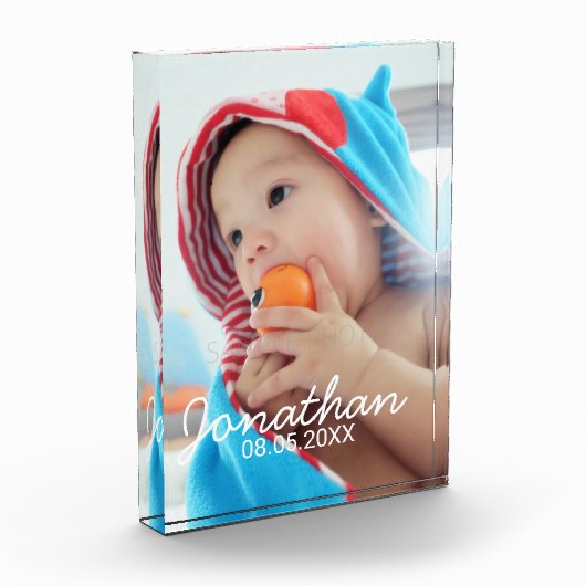 Bloc Photo Photo personnalisée avec nom et date (Gauche)