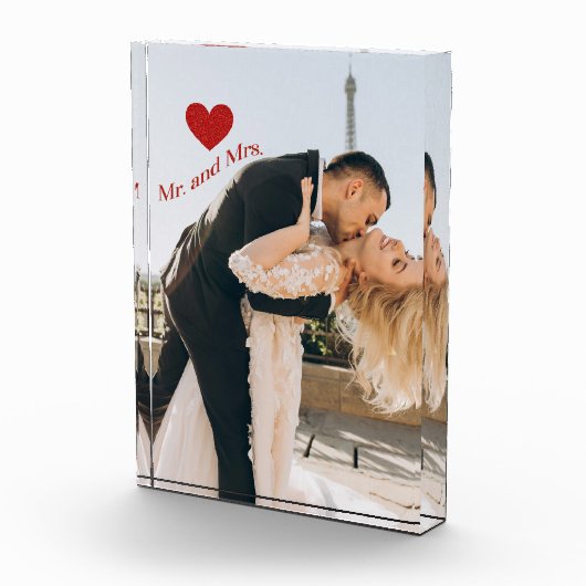 Bloc Photo Photo personnalisée M. et Mme Coeur rouge Bloc cla (Droite)