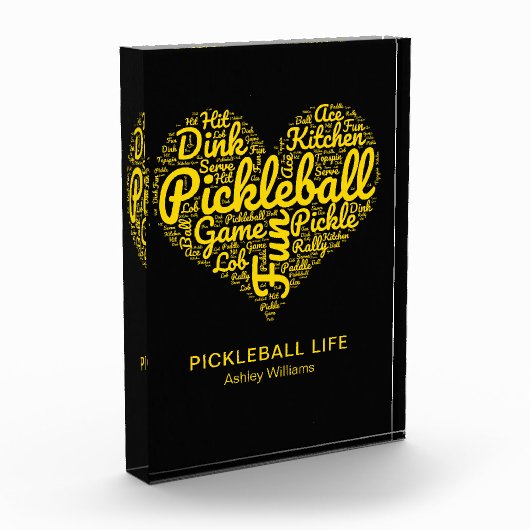 Bloc Photo Pickleball Player Word Typographie d'art personnal (Gauche)