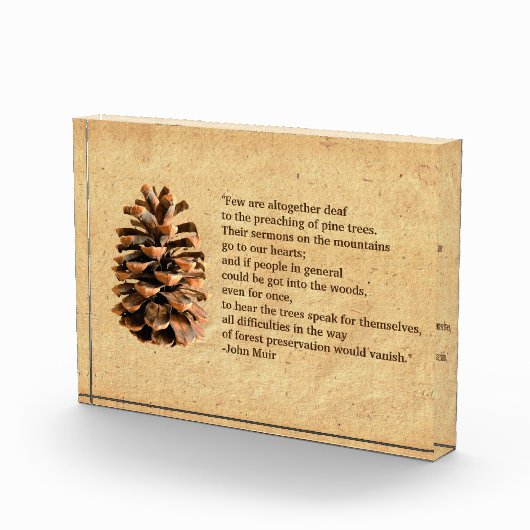 Bloc Photo Pine Cone Et John Muir Citation (Droite)