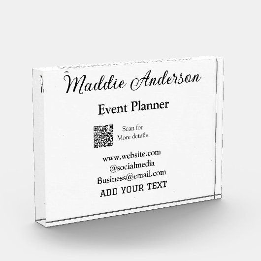 Bloc Photo Planificateur d'événements ajouter nom Q R code dé (Gauche)