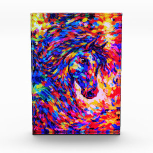 Bloc Photo Portrait abstrait coloré de cheval à l'impasto