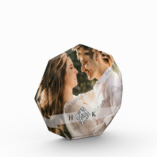 Bloc Photo Portrait mariage | Code QR du monogramme (Gauche)