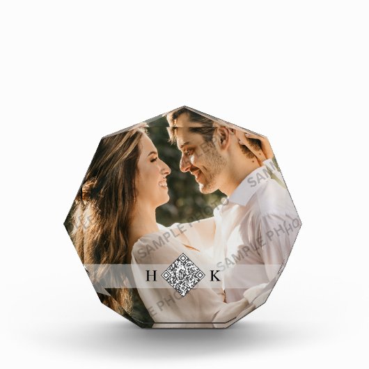 Bloc Photo Portrait mariage | Code QR du monogramme (Devant)